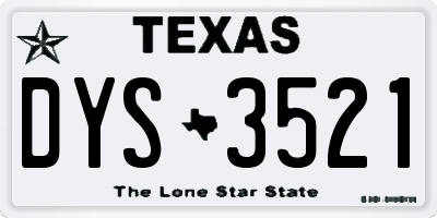 TX license plate DYS3521