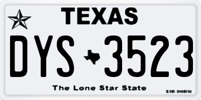 TX license plate DYS3523