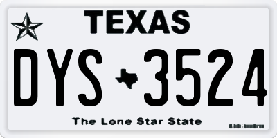TX license plate DYS3524