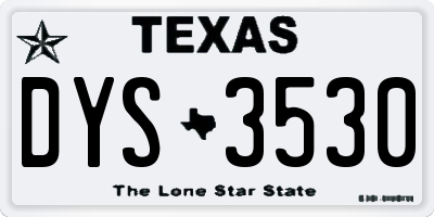 TX license plate DYS3530