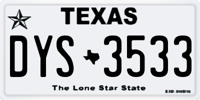 TX license plate DYS3533