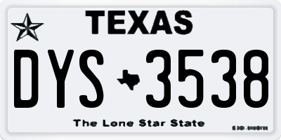 TX license plate DYS3538