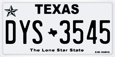 TX license plate DYS3545