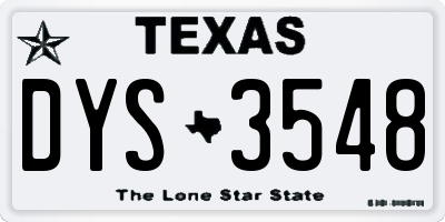 TX license plate DYS3548