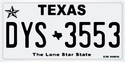 TX license plate DYS3553