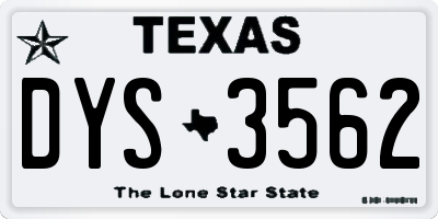 TX license plate DYS3562