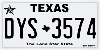 TX license plate DYS3574