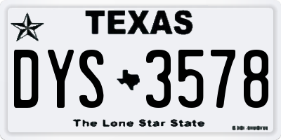 TX license plate DYS3578