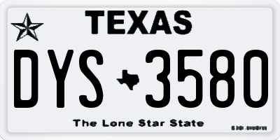 TX license plate DYS3580