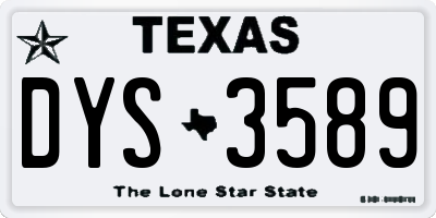 TX license plate DYS3589