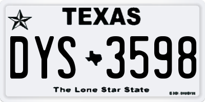 TX license plate DYS3598