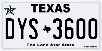 TX license plate DYS3600