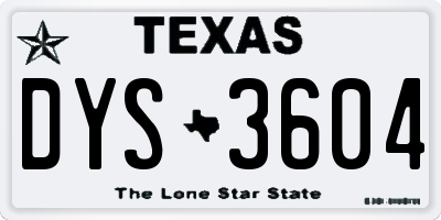 TX license plate DYS3604