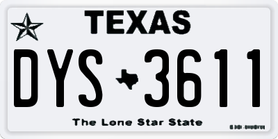TX license plate DYS3611