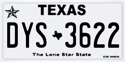 TX license plate DYS3622