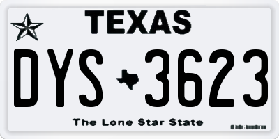 TX license plate DYS3623
