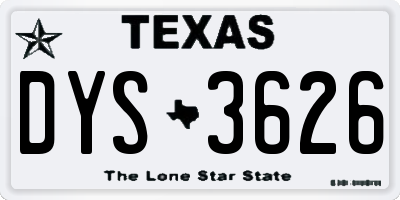 TX license plate DYS3626