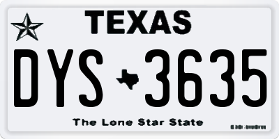 TX license plate DYS3635