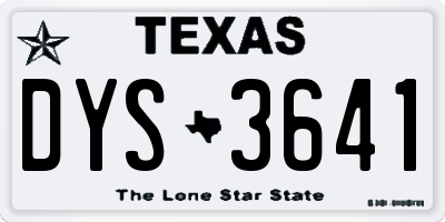 TX license plate DYS3641