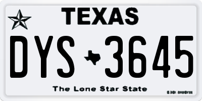 TX license plate DYS3645