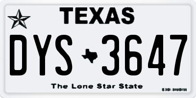 TX license plate DYS3647