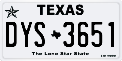 TX license plate DYS3651