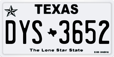 TX license plate DYS3652