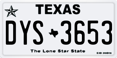 TX license plate DYS3653