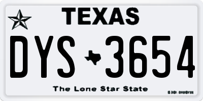 TX license plate DYS3654