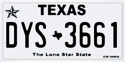 TX license plate DYS3661