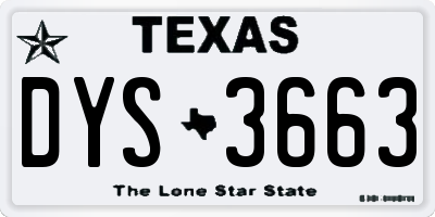 TX license plate DYS3663
