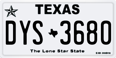 TX license plate DYS3680