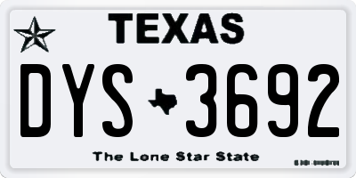 TX license plate DYS3692