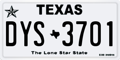 TX license plate DYS3701