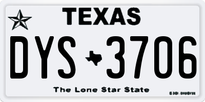 TX license plate DYS3706