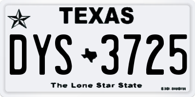 TX license plate DYS3725