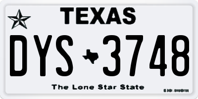 TX license plate DYS3748