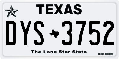 TX license plate DYS3752
