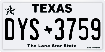 TX license plate DYS3759