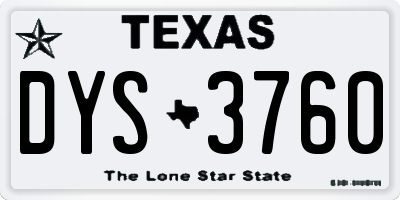 TX license plate DYS3760