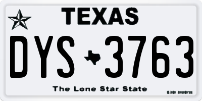 TX license plate DYS3763