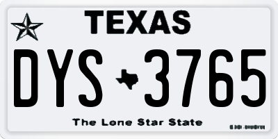 TX license plate DYS3765