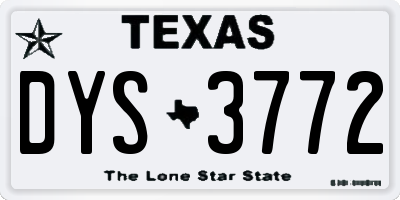 TX license plate DYS3772