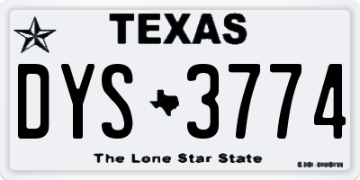 TX license plate DYS3774