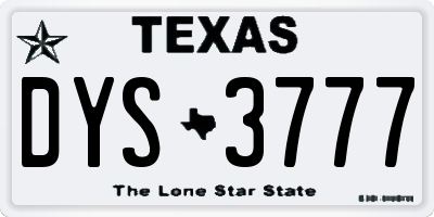 TX license plate DYS3777