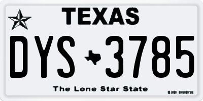 TX license plate DYS3785