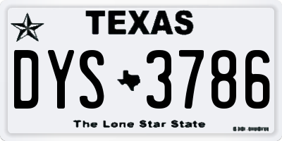 TX license plate DYS3786