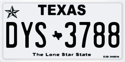TX license plate DYS3788