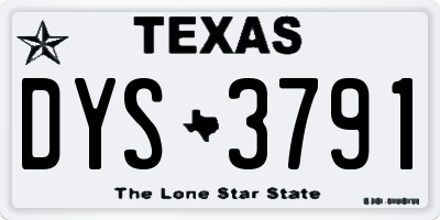 TX license plate DYS3791