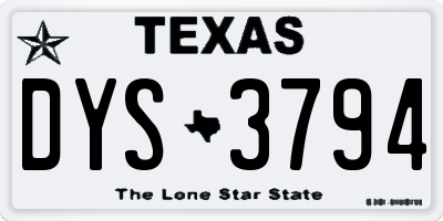 TX license plate DYS3794